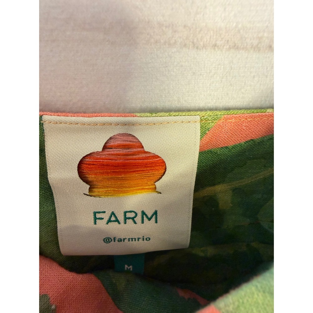 FARM Rio Tropical Palm-Print Mini Dress in Coral and Green - Picture 4 of 7